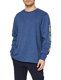 Koszulki męskie - Carhartt Męski T-shirt o luźnym kroju z długim logo Sleeve Graphic, niebieski, S - grafika 1