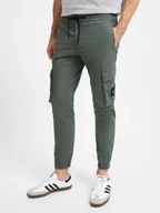 Spodnie męskie - Calvin Klein Jeans Męskie spodnie cargo Mężczyźni Bawełna zielony wypukły wzór tkaniny, S - miniaturka - grafika 1
