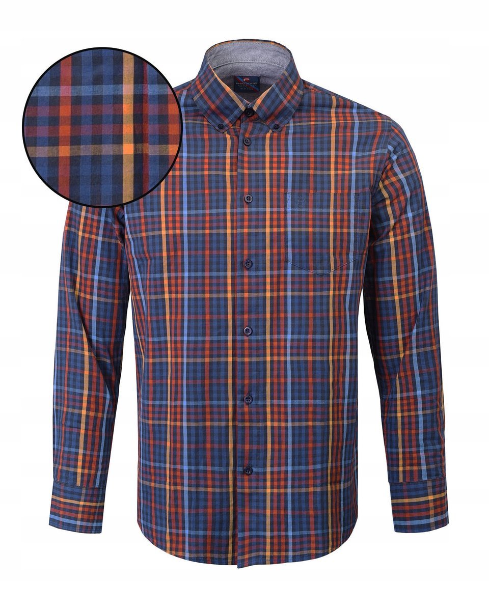 Koszula Męska w Krateczkę z Długim Rękawem Regular Fit Pako Jeans