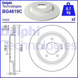 Tarcza hamulcowa DELPHI BG4819C - Tarcze hamulcowe - miniaturka - grafika 1