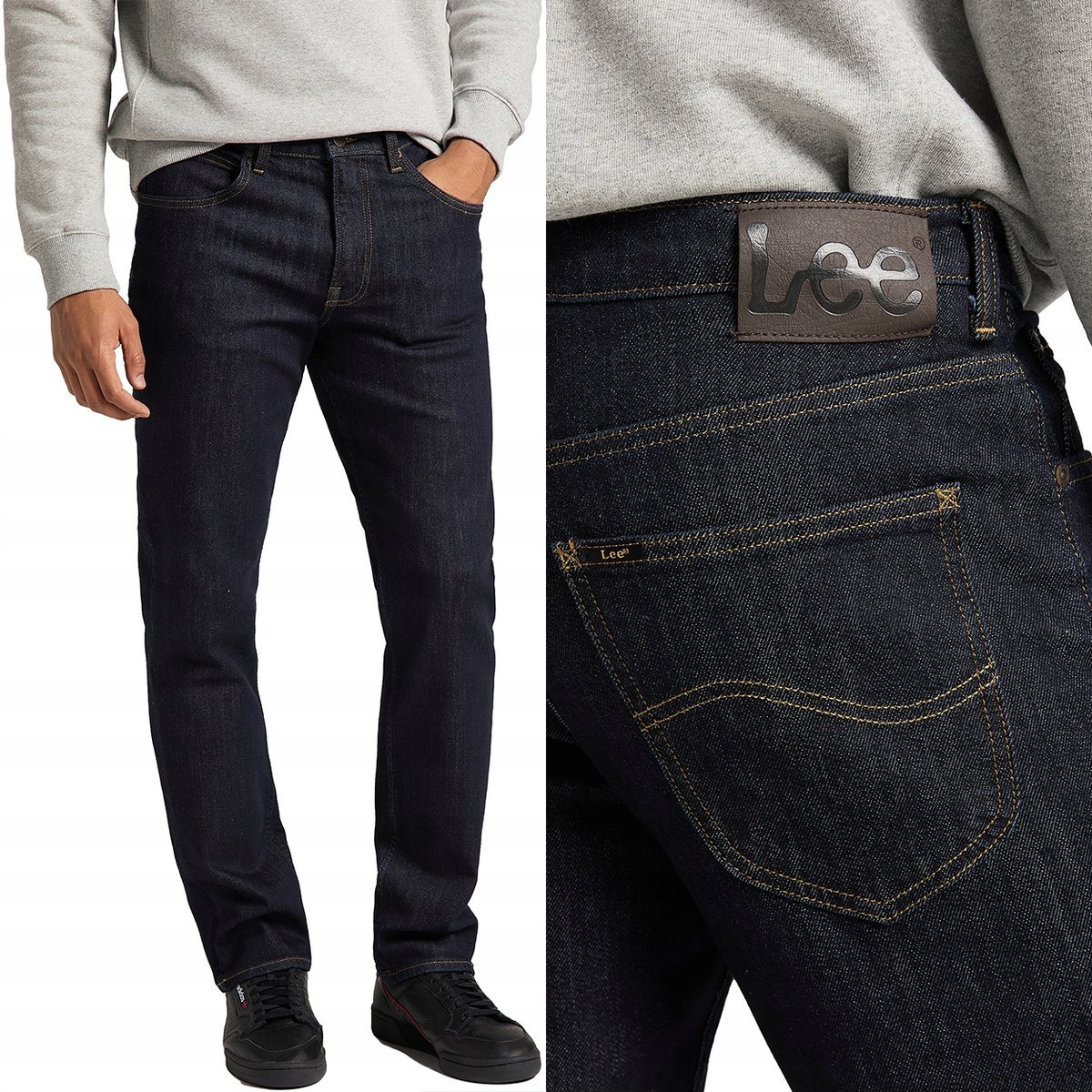 Lee BROOKLYN STRAIGHT proste klasyczne ciemne spodnie jeansowe W46 L34