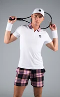 Koszulki sportowe męskie - Koszulka męska Hydrogen  Tartan Zipped Tech Polo White (Pink/Black) M - miniaturka - grafika 1