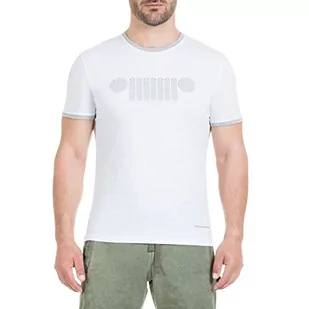 Jeep Męski T-shirt z wyścielanym haftem na grilla biały optical white M - Koszulki męskie - miniaturka - grafika 1