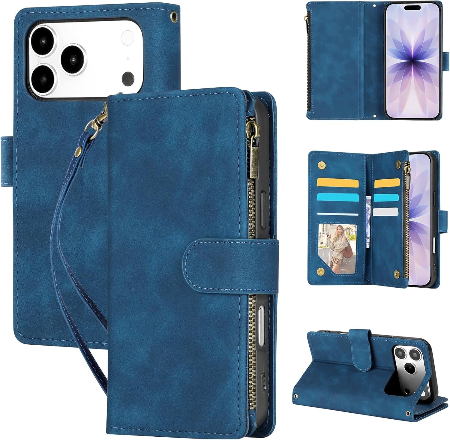 Etui portfel iPhone 17 Pro Max skóra Pu 6 przegródek magnetyczne