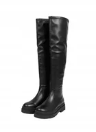 Kozaki damskie - LIU JO CZARNE SKÓRZANE KOZAKI OFICERKI NA PLATFORMIE 40 I1C - miniaturka - grafika 1