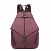 Plecaki worki - Fioletowy Plecak Worek Damski Vintage Materiał Płócienny Canvas Havani - miniaturka - grafika 1