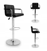 Taborety i hokery - Aga Krzesło barowe z podłokietnikami czarne - miniaturka - grafika 1