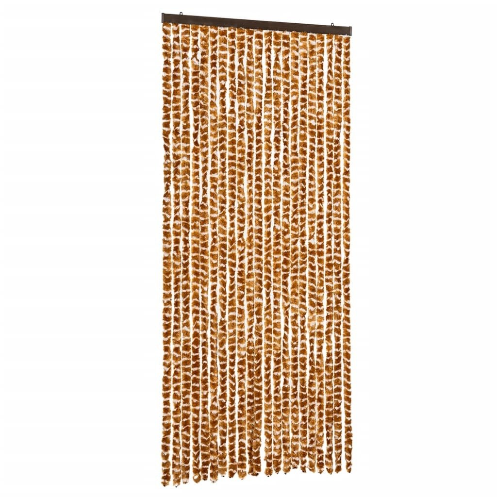 vidaXL Zasłona w kolorze ochry i bieli 90x200 cm szenilowa