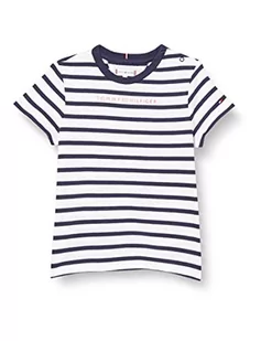 Tommy Hilfiger Koszulka dziewczęca Essential S/S, ciemny granatowy biały pasek, 92 - Koszulki dla dziewczynek - miniaturka - grafika 1