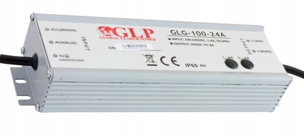 Zasilacz impulsowy Pfc 100W, IP65, 24V/4A GLG-100-24A