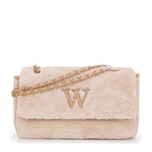 Damska torebka crossbody z futerkiem beżowa - Torebki damskie Damska torebka crossbody z futerkiem beżowa - Torebki damskie - miniaturka - grafika 1