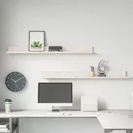 Półki do salonu - vidaXL Półki ścienne, 2 szt., białe, 110x11x9 cm, drewno sosnowe - miniaturka - grafika 1