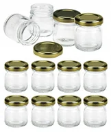 Pojemniki kuchenne - Słoiki słoiczki 40 mm x12 szt z złotymi zakrętkami na przyprawy miód dżemy - miniaturka - grafika 1