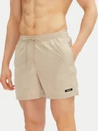 Kąpielówki męskie - Calvin Klein Swimwear Szorty kąpielowe KM0KM01111 Beżowy Regular Fit - miniaturka - grafika 1