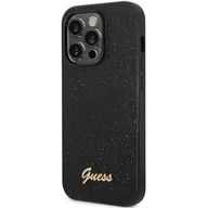 Etui i futerały do telefonów - Guess Etui Glitter Flakes Metal Logo na Apple iPhone 14 Pro Max GUHCP14XHGGSHK Czarny - miniaturka - grafika 1