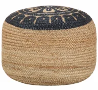 Pufy i podnóżki - Pufa pleciona z niebieskim nadrukiem E3-K08 - miniaturka - grafika 1