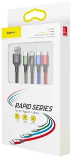 KABEL 4w1 USB-A -> Lighting iPhone / 2x USB-C / micro-USB Baseus Cafule CA1T4-B01 1.2m 3.5A W OPLOCIE - Ładowarki do telefonów - miniaturka - grafika 6