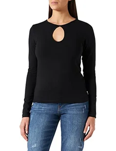 Urban Classics Damska koszulka z długim rękawem Organic Keyhole, czarny, 5XL - Koszulki i topy damskie - miniaturka - grafika 1