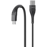 Kable USB - Havit Kabel USB - Micro USB CB706 1 m Czarny - miniaturka - grafika 1