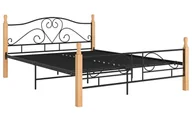 Łóżka - Czarne Metalowe Czarny Łóżko W Stylu Vintage + Dąb 120X200 Cm M6-P65 - miniaturka - grafika 1