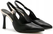 Czółenka - Karino 5445/022 czarne czółenka bez pięt skórzane szpilki eleganckie r.38 - miniaturka - grafika 1