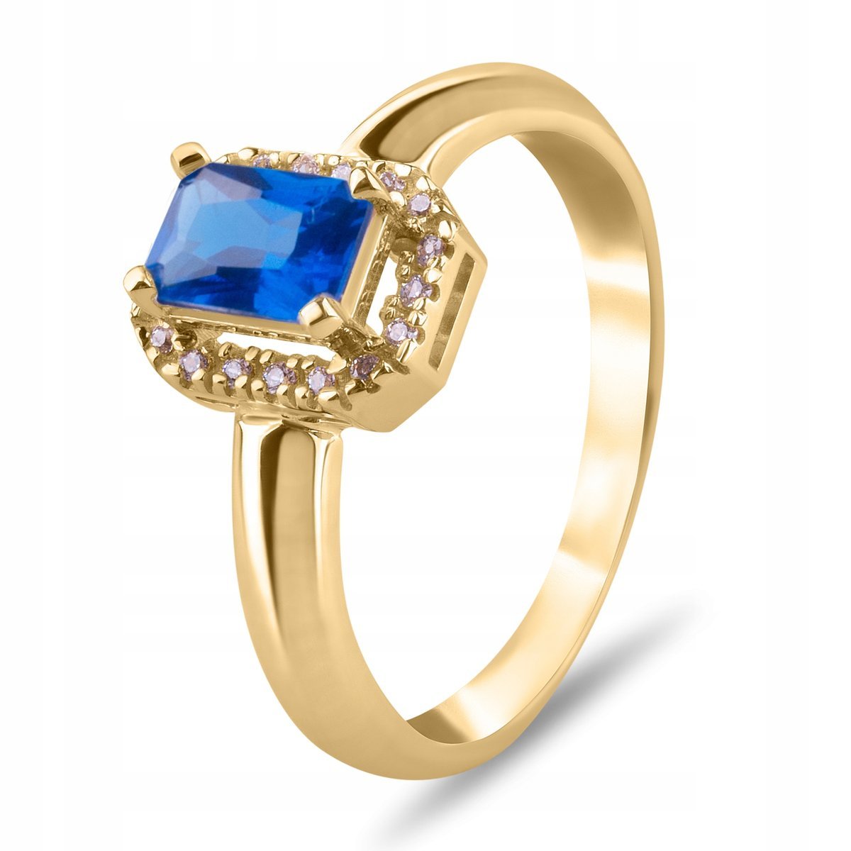 PIĘKNY ZŁOTY PIERŚCIONEK GRANATOWY KAMIEŃ 333