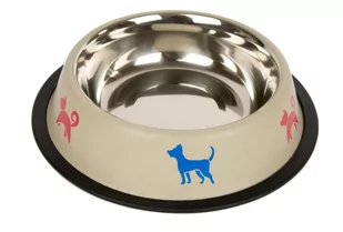 Miska metalowa na gumie Pieski Kremowa 0,24L - Miski dla psów - miniaturka - grafika 1