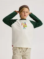 Bluzki dla chłopców - Reserved - Longsleeve The Simpsons - złamana biel - miniaturka - grafika 1