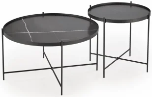 Komplet czarnych okrągłych stolików kawowych - B6-E26 - Ławy i stoliki kawowe Komplet czarnych okrągłych stolików kawowych - B6-E26 - Ławy i stoliki kawowe - miniaturka - grafika 1