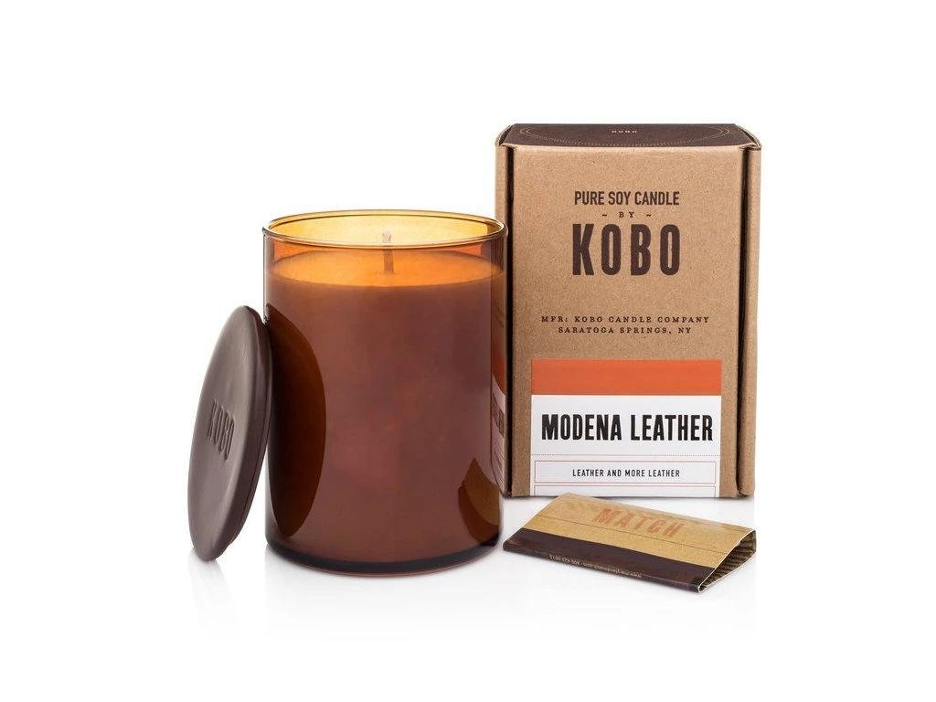 Świeca zapachowa KOBO Woodblock Candle Modena Leather