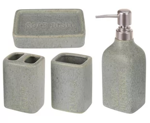 ASJ Commerce Zestaw łazienkowy komplet akcesoriów łazienkowych Stoneware 4 elementy 793000020 - Mydelniczki i dozowniki mydła - miniaturka - grafika 1