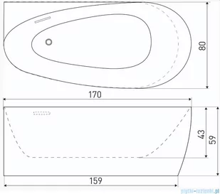 Novoterm Lucy wanna wolnostojąca lewa 170x80 cm LUCY170 - Wanny - miniaturka - grafika 2