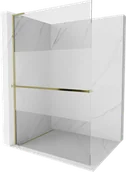 Ścianki i drzwi prysznicowe - Mexen Kioto+ L ścianka prysznicowa z półką Walk-in 80 x 200 cm, transparent/szron, złota - 800-080-123-50-35 - miniaturka - grafika 1