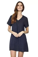 Sukienki - Bonateks Damska sukienka 100% lniana Made in Italy, Krótki rękaw plisowany z przodu, granatowa, rozmiar: S, granatowy, S - miniaturka - grafika 1