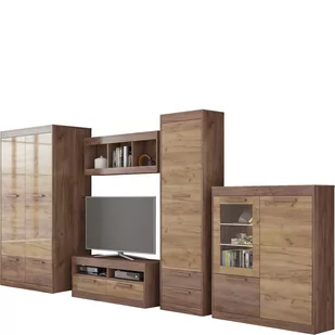 Meblościanka 4 Maximus MebloCross Dąb Artisan / Biały Połysk - Inne meble do salonu - miniaturka - grafika 1