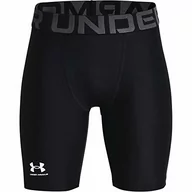 Spodnie i spodenki dla chłopców - Under Armour Under Armour Chłopięce oddychające spodnie sportowe dla chłopców, szybkoschnące krótkie spodnie z materiału HeatGear Ua Hg Armour Shorts czarny czarno-biały YS 1361737-001-Youth Small - miniaturka - grafika 1