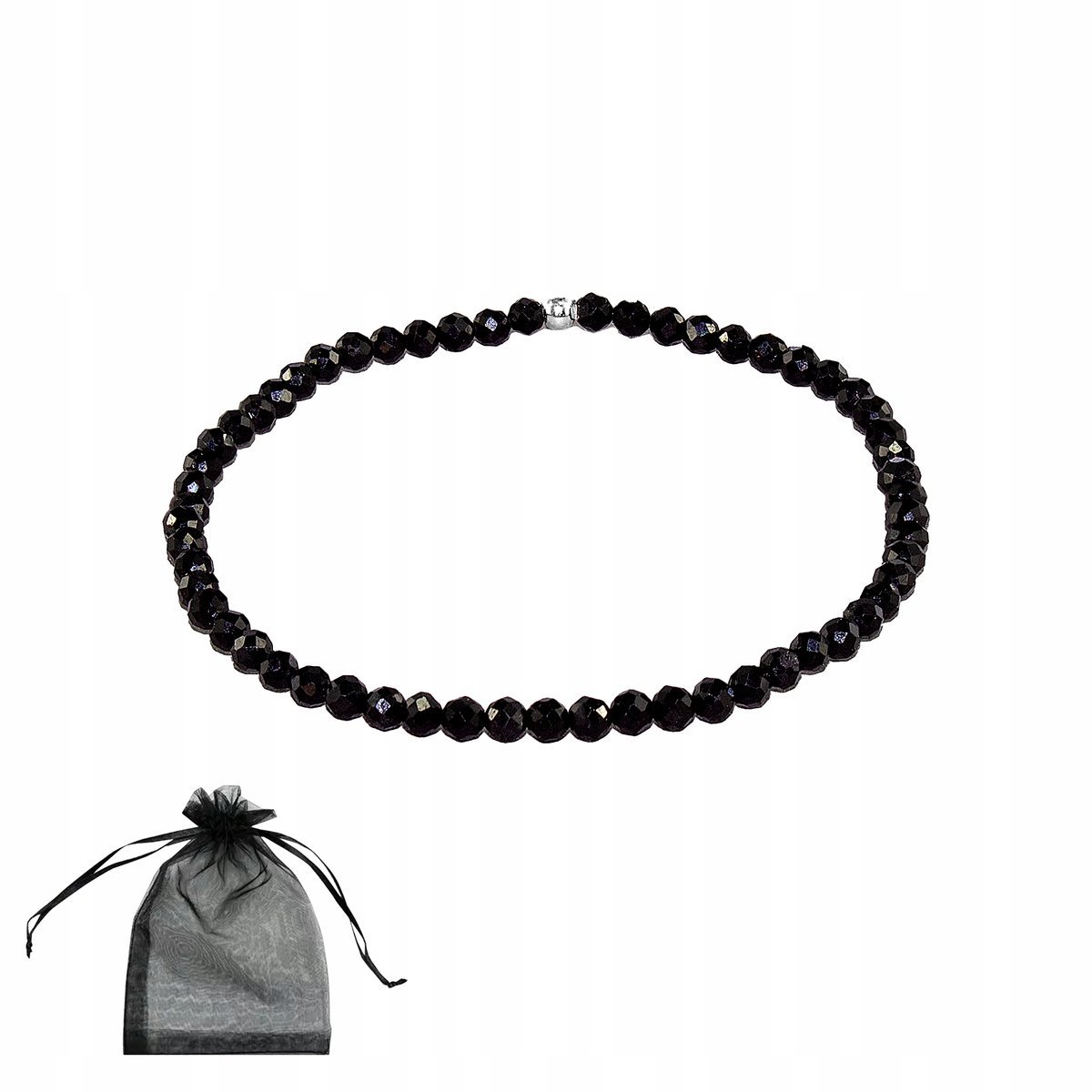 Bransoletka Ochronna Kamień Turmalin Czarny Bez Zapięcia Kuleczka 925 16cm, bez marki, AG00000388