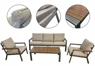 ZESTAW MEBLI OGRODOWYCH PREMIUM TARAS BALKON WYPOCZYNKOWY BALI BEŻOWY 5 os - Meble ogrodowe - miniaturka - grafika 1