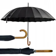 Parasole - WEISNER ORYGINALNY CZARNY PARASOL 16 DRUTÓW PARASOLKA DREWNIANA RĄCZKA - miniaturka - grafika 1