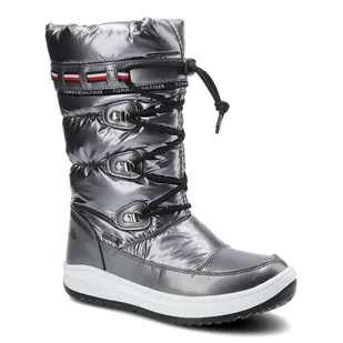 Srebrne Śniegowce Tommy Hilfiger Damskie Buty - Botki damskie - miniaturka - grafika 1