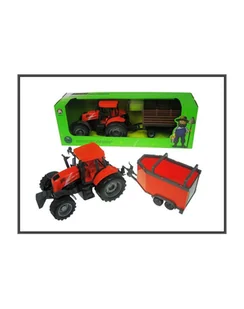 Traktor z przyczepą 43cm 2rodzaje:przyczepa dla koni w pud. HIPO - Samochody i pojazdy dla dzieci - miniaturka - grafika 1