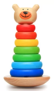 Sprytne zabawki. Drewniana wieża układanka Miś Toys4edu - Układanki dla dzieci - miniaturka - grafika 1