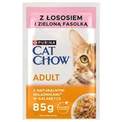 Mokra karma dla kotów - Purina CAT CHOW ADULT Z ŁOSOSIEM I ZIELONĄ FASOLKĄ 85G - miniaturka - grafika 1
