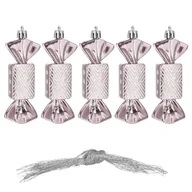 Bombki - Bombki choinkowe 5 szt. ozdoby świąteczne zestaw cukierki 8cm różowy CA0164 - miniaturka - grafika 1