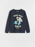 Bluzki dla chłopców - Reserved - Longsleeve Minecraft - ciemnoszary - miniaturka - grafika 1