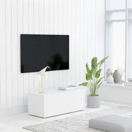 Szafki RTV - vidaXL Szafka pod telewizor, biała, 80x34x30 cm, płyta wiórowa - miniaturka - grafika 1