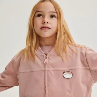 Bluzki dla dziewczynek - Reserved - Rozpinana bluza z aplikacją - Różowy - grafika 1