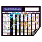 Tablice i flipcharty - Tablica motywacyjna dla dzieci Planer na lodówkę magnetyczny + buźki - miniaturka - grafika 1