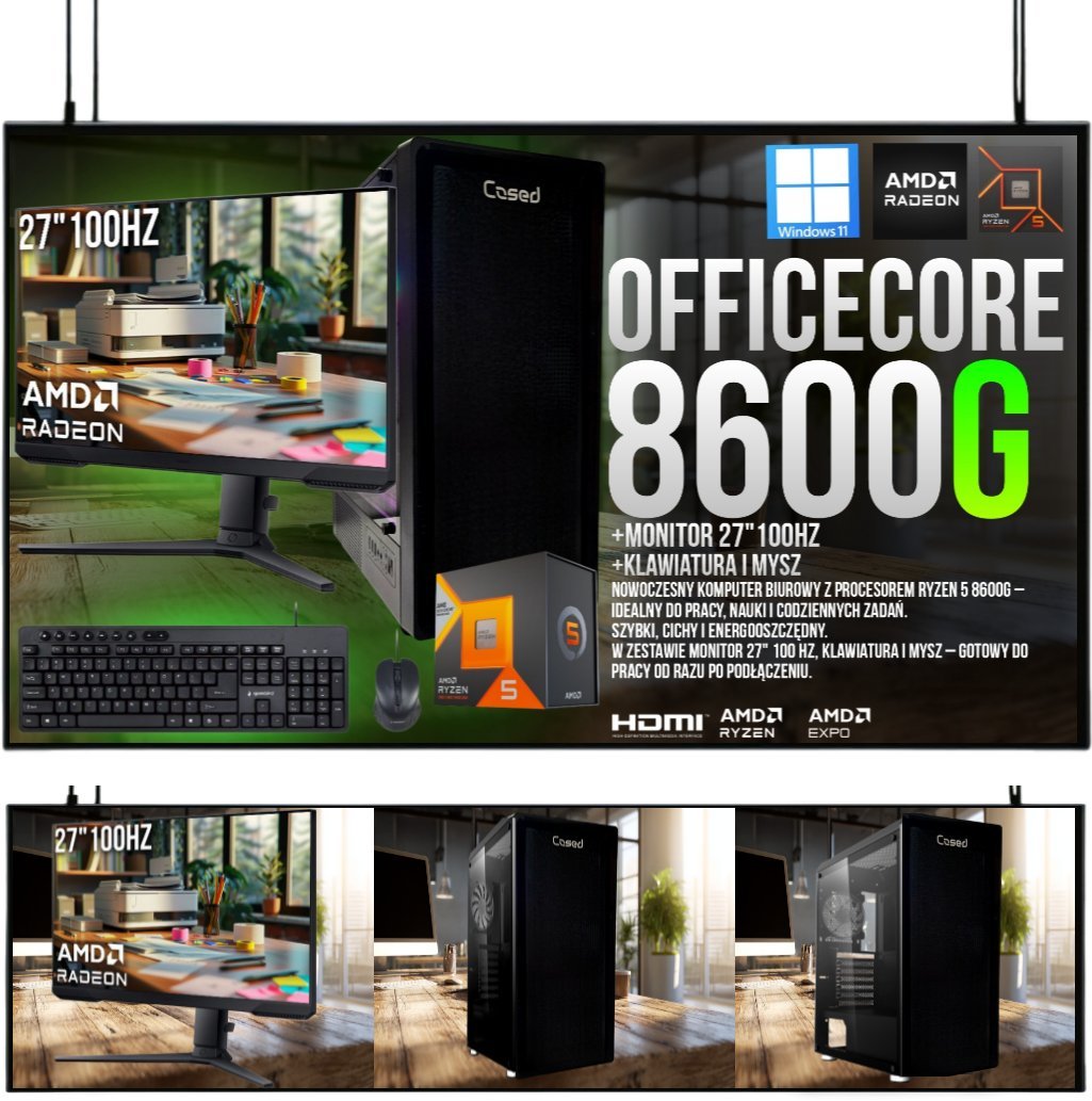 Komputer Adronix ZESTAW BIUROWY OfficeCore R5 8600G/16GB/RADEON 760M/512GB /W11/27