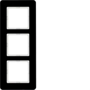 Hager polo Q.7 Ramka potrójna szkło czarny 10136076 10136076 - Klawisze i ramki - miniaturka - grafika 1
